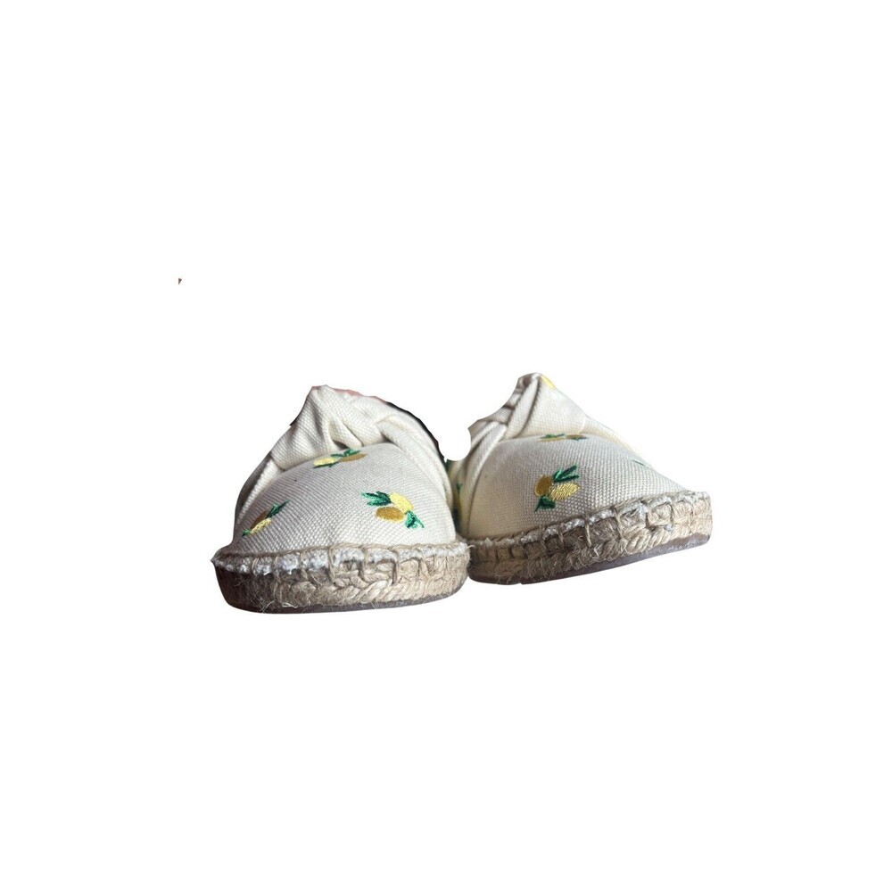 Talbots Izzy Lemon Embroidered Knotted Canvas Espadrille Flats Women’s Size 7M - Picture 7 of 12
